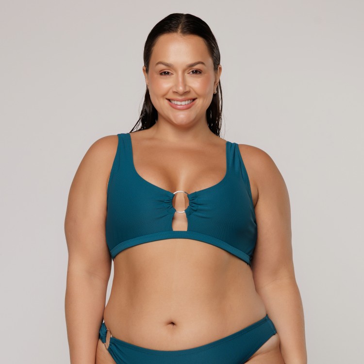 Top Biquini Argola Central Verde Musgo