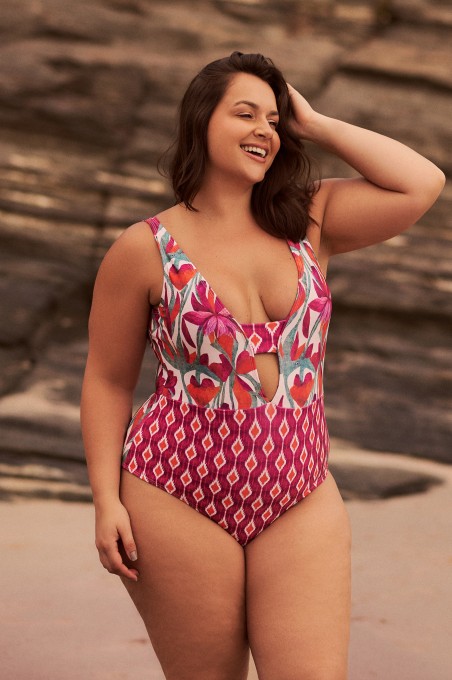 Body Maiô Sublimado Com Decote Estampa Flower